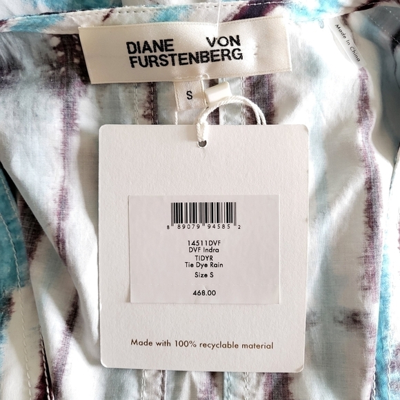 New DVF Indra Cotton Poplin Tie Dye Rain Mini Wrap Dress NWT Small - Picture 15 of 16